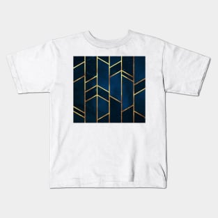 Navy Gold Geometric Kids T-Shirt